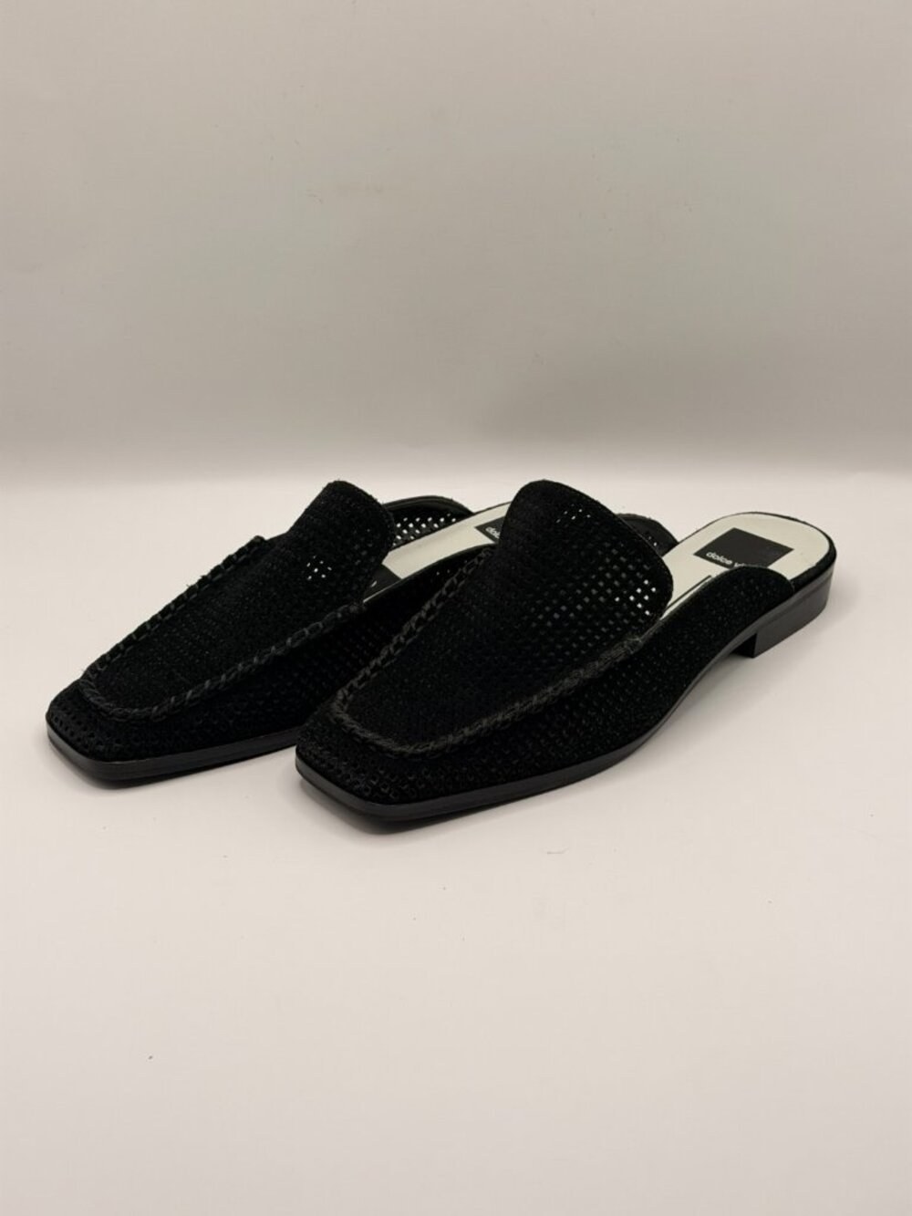 Dolce Vita Women Brevyn Perforated Black Leather Slip On Mule Sz 7